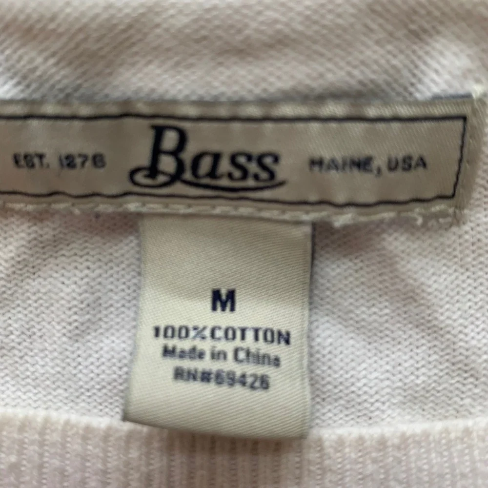 Bass Owl Graphic Sweater Size Medium White Cotton Fair Isle Intarsia Crew Neck